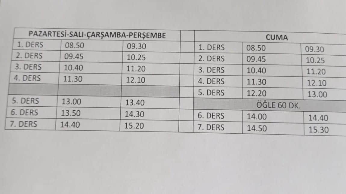 DERS PROGRAMI...